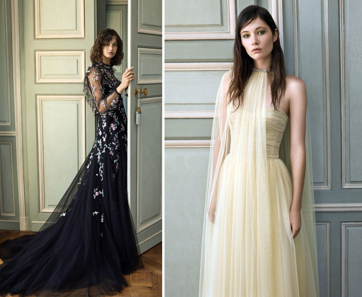 На фото вечерние, свадебные платья Monique Lhuillier RTW Spring 2019
